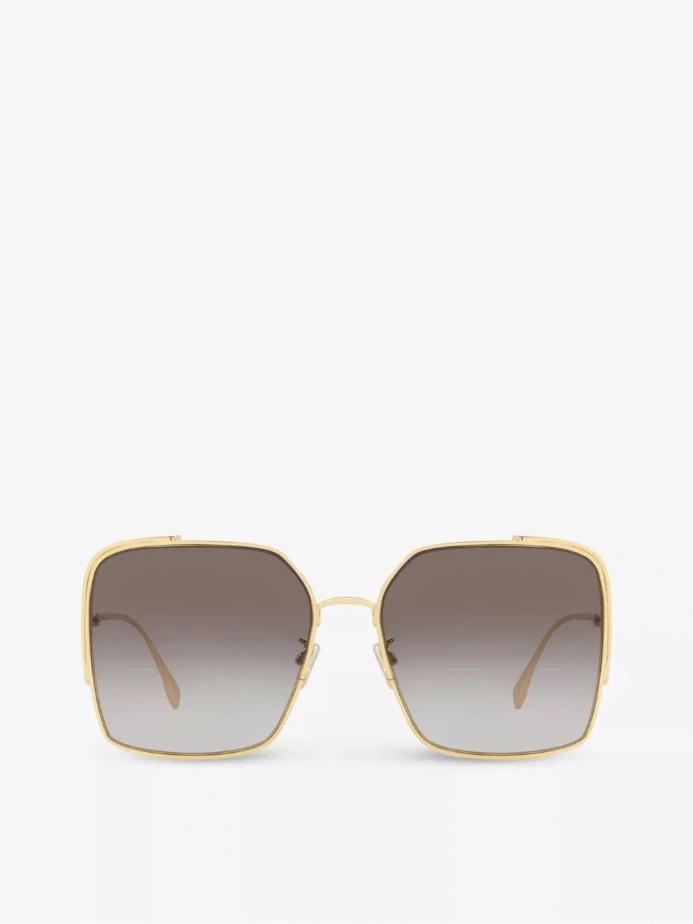 Fendi Gold Square Sunglasses with Gradient Gray Lenses